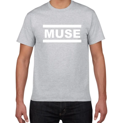 grey Новинка, футболки Muse, мужские уличные футболки, мужские летние футболки из хлопка, топы, рок-группа, футболки, мужская одежда - Цвет: grey