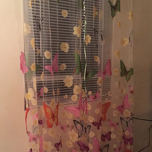 С принтом бабочки прозрачные оконные панельные шторы для дома гостиной спальни |