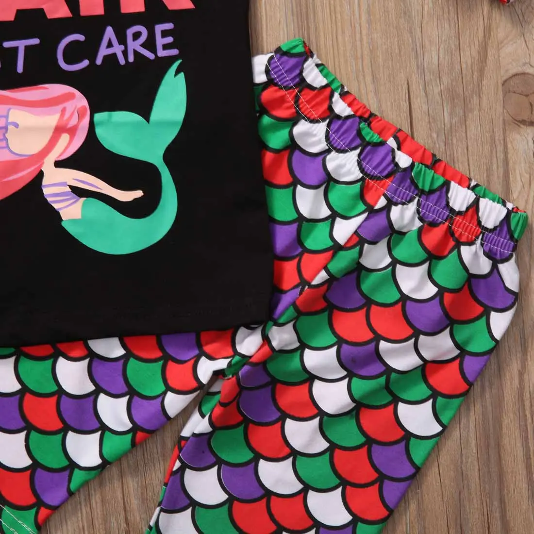 Комплект из 2 предметов: майка с русалочкой для маленьких девочек топ + шорты