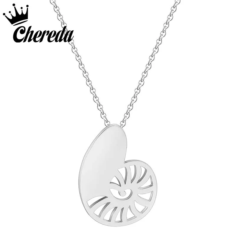

Chereda Stainless Steel Necklace For Women Man Lover's Conch Gold And Silver Color Pendant Necklace Engagement Jewelry