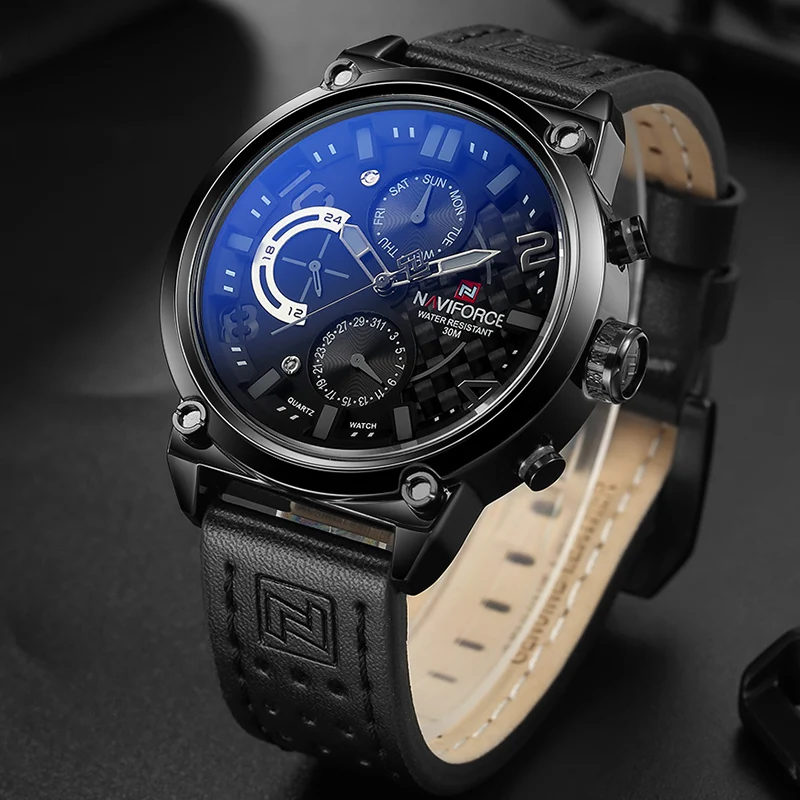 NAVIFORCE Лидирующий бренд Для мужчин s модные спортивные часы полный Сталь кварцевые