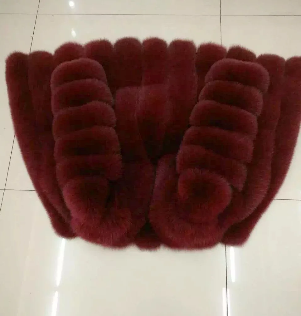 LIYAFUR 10 цветов Длинные натуральная натуральный Толстый синий Лисий Мех животных пальто России S зимние Роскошные пальт - Цвет: wine red