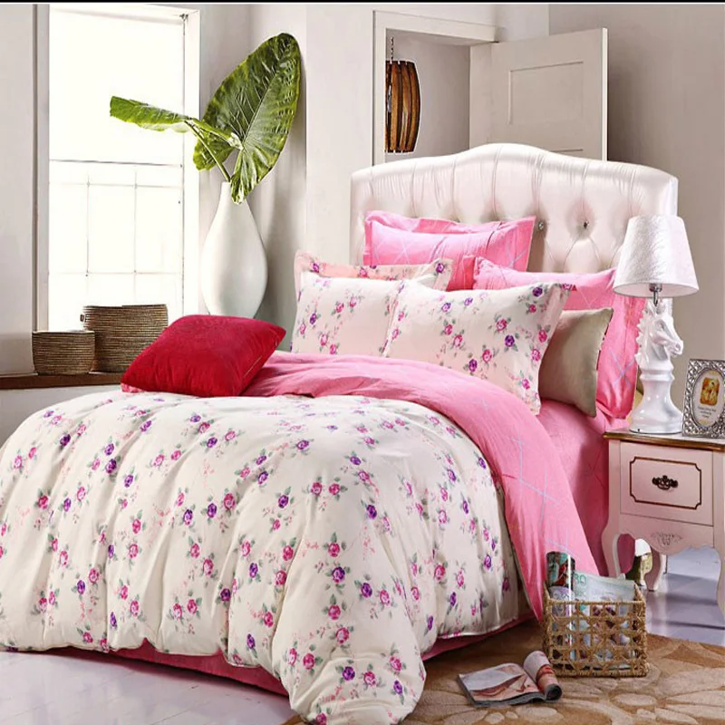 Постельные принадлежности с цветочным принтом пододеяльник простыня и