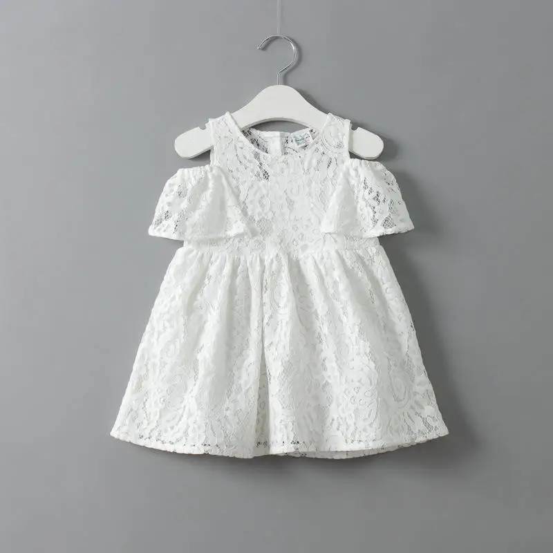 Девушки платье принцессы новые дети кружева полая девушки плеча вышитые платья