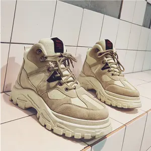 Осенние мужские кроссовки с высоким берцем, дышащие, износостойкие, повседневные, легкие, сетчатые, с высокой толстой подошвой, LK-58