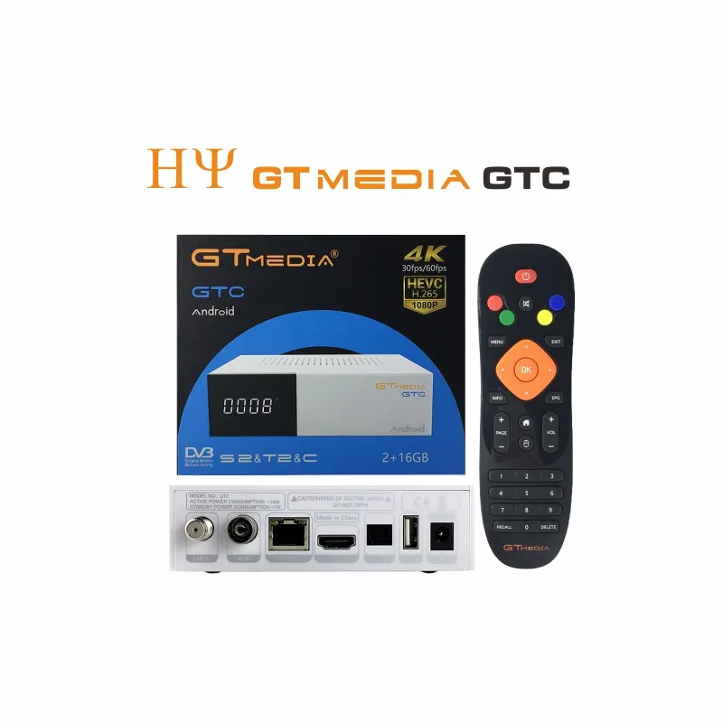 2 шт./лот GTmedia GTC android 6,0-цифра спутниковый телевизионный ресивер DVB-S2 DVB-C DVB-T2 ISDB-T 2 ГБ+ 16 Гб Amlogic S905D GTmedia GTC