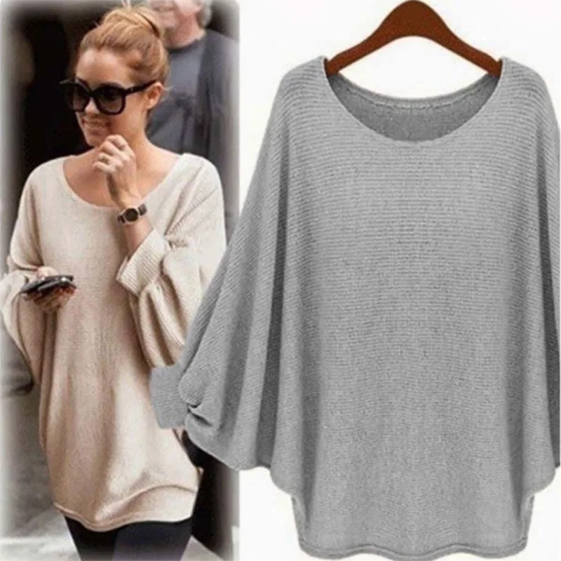 2019 New Women Casual Sweater Knitted Batwing Pullovers Ladies Loose Autumn Outwear Fashion Women'S Jumper Pull Femme | Женская