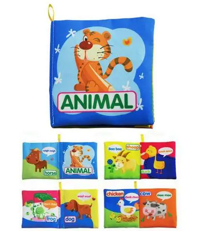 Детские игрушки 0-12 месяцев развивающая Ткань Книга с мягкими погремушками разворачивание деятельности книги милые животные детские игрушки