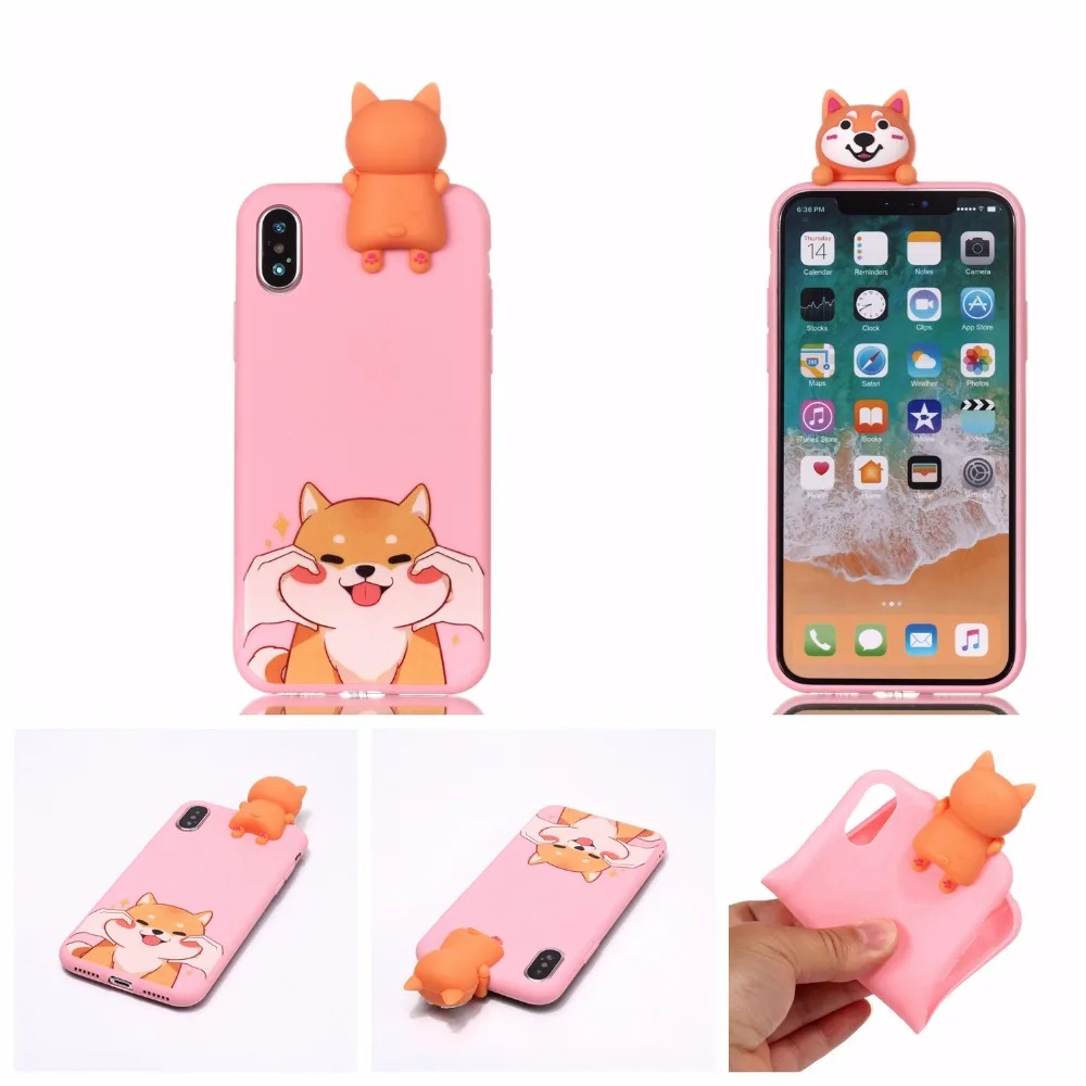 Для iPhone 6 6s 6Plus Plus 7 8 X Чехол 3D Мягкий силиконовый чехол с рисунком из мультфильма