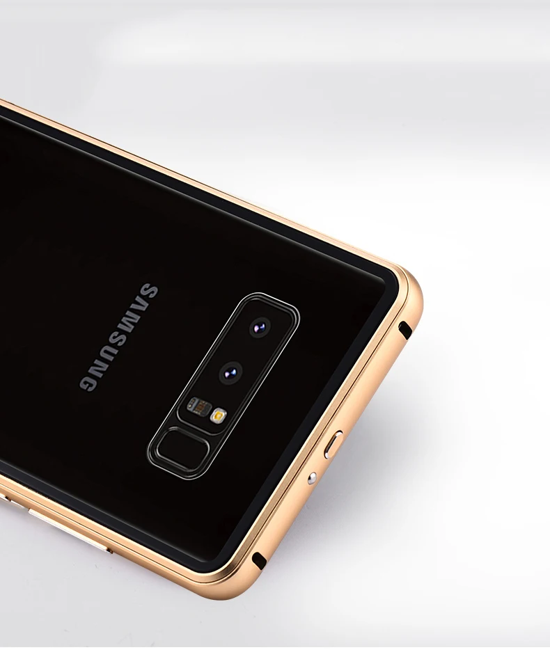 Для samsung Galaxy Note 8 чехол Роскошный 9H твердость прозрачное закаленное стекло крышка+ Алюминиевый металлический бампер набор чехол для телефона s Note8