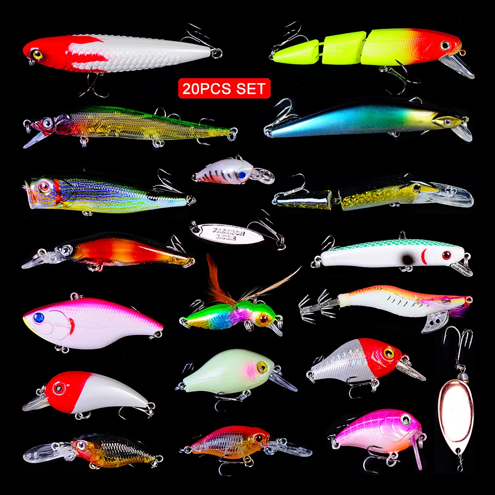 20 шт. набор рыболовных приманок смешанный стиль пластиковая жесткая рукоятка