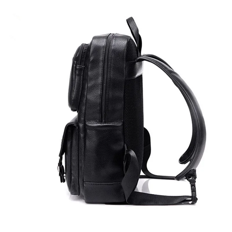 Модный мужской черный рюкзак кожаная сумка на молнии дорожный для ноутбука новые