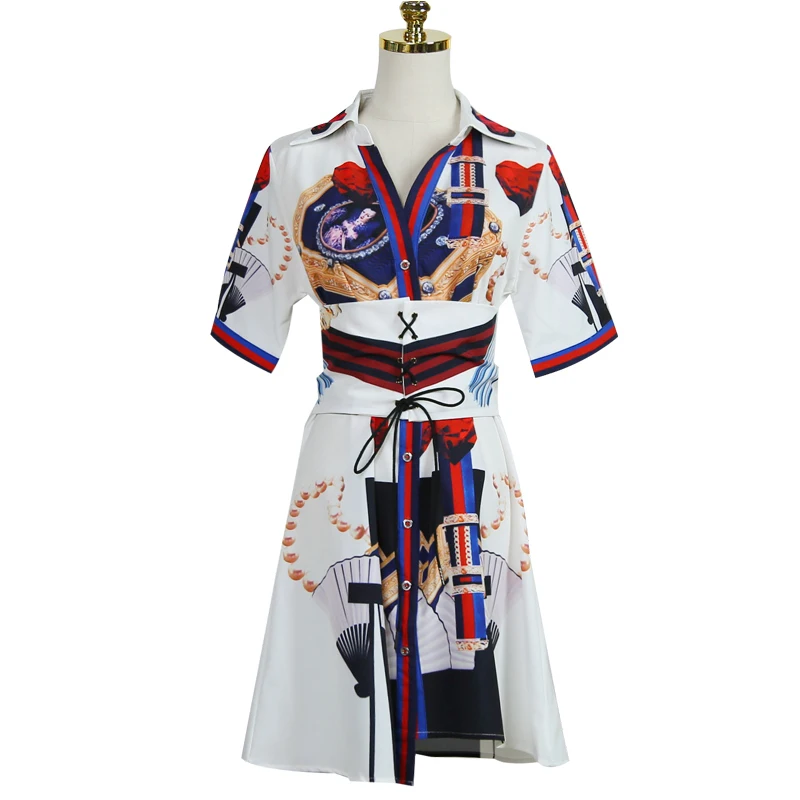 Trytree/летнее платье для женщин повседневное отложной воротник а силуэт