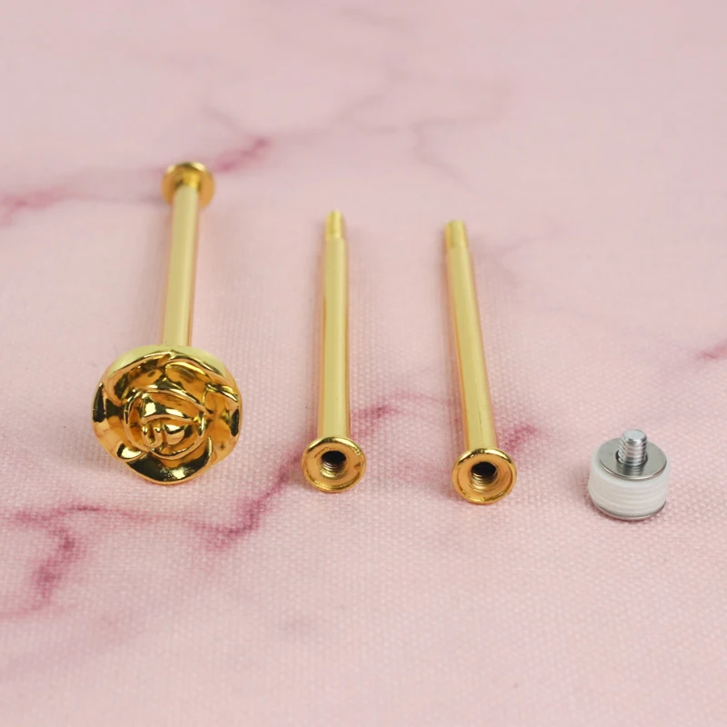 

Wholesale Rose Flower Style Heart Shape 3 Tier Gold Silver Wedding Decorating Tool Cake Stand Hardware