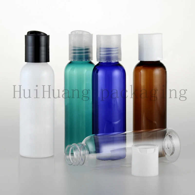 

50pcs 60ml Empty Small Shampoo Plastic Containers With Disc Cap,Sample Liquid Soap Pet Bottle Press Lid,Cosmetic Packaging