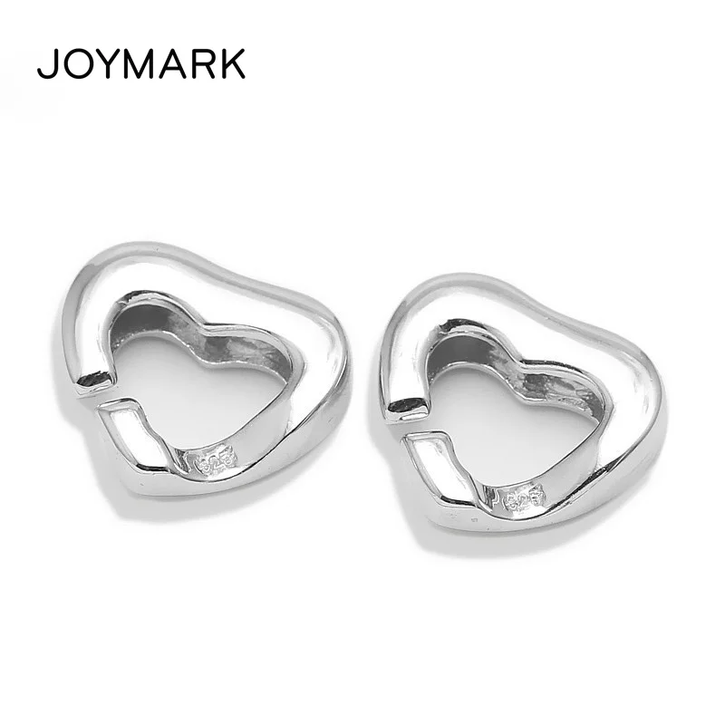 JOYMARK 12x13.7mm Heart To Heart 925 Sterling Silver Lock Clasps Connectors For Pearl  Bracelet Necklace Jewelry Making SC-CZ106