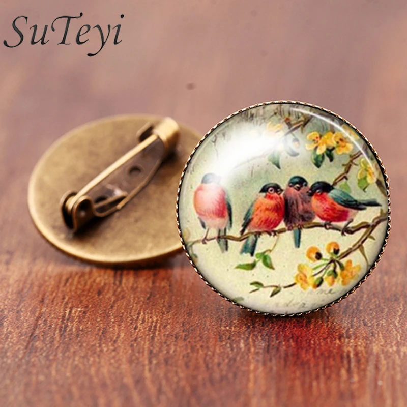 SUTEYI стильный женский стеклянный кабошон животное брошь художественная картина
