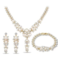 women wedding dress accessories long jewelry sets imitation pearl necklace earrings set african beads bridal party
