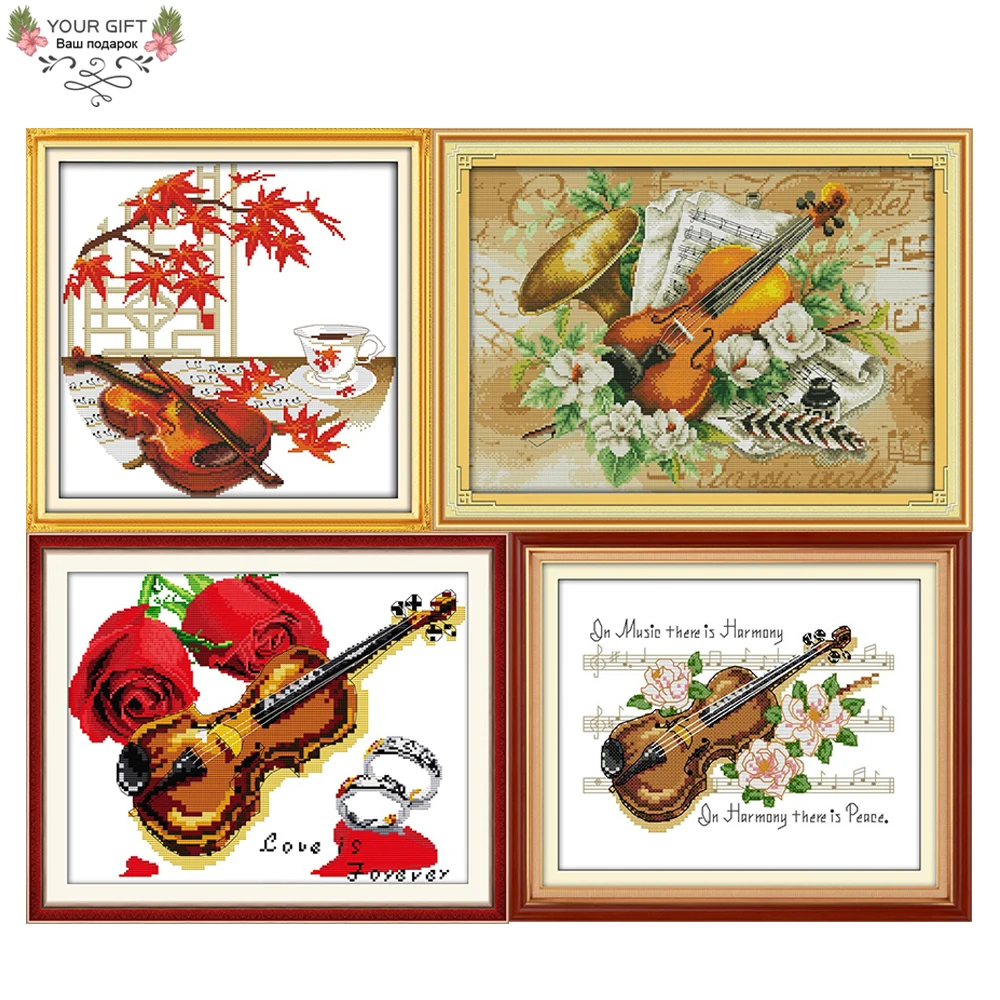 Домашний декор Joy Sunday J012 J012(2) J025 J131 14CT11CT Набор для вышивки скрипкой цветами|cross