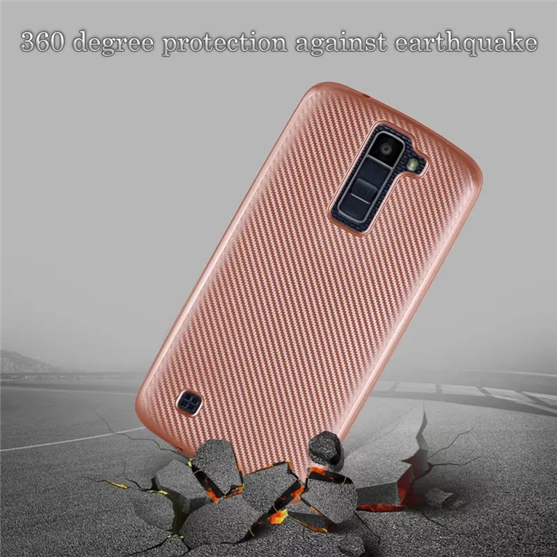 MAKAVO Для LG K8 Case Углеродного Волокна Кожи Задняя Крышка Тонкий мягкий Fundas LTE K350E K350N