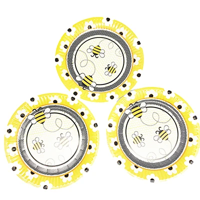 10pcs 7inches plates Бабочка пчела тематическая вечеринка на день рождения украшения детский душ вечерние поставки пчелы кинематографическая тематика одноразовые тарелки салфетки для стаканчиков баннеры - Цвет: 10pcs 7inches plates