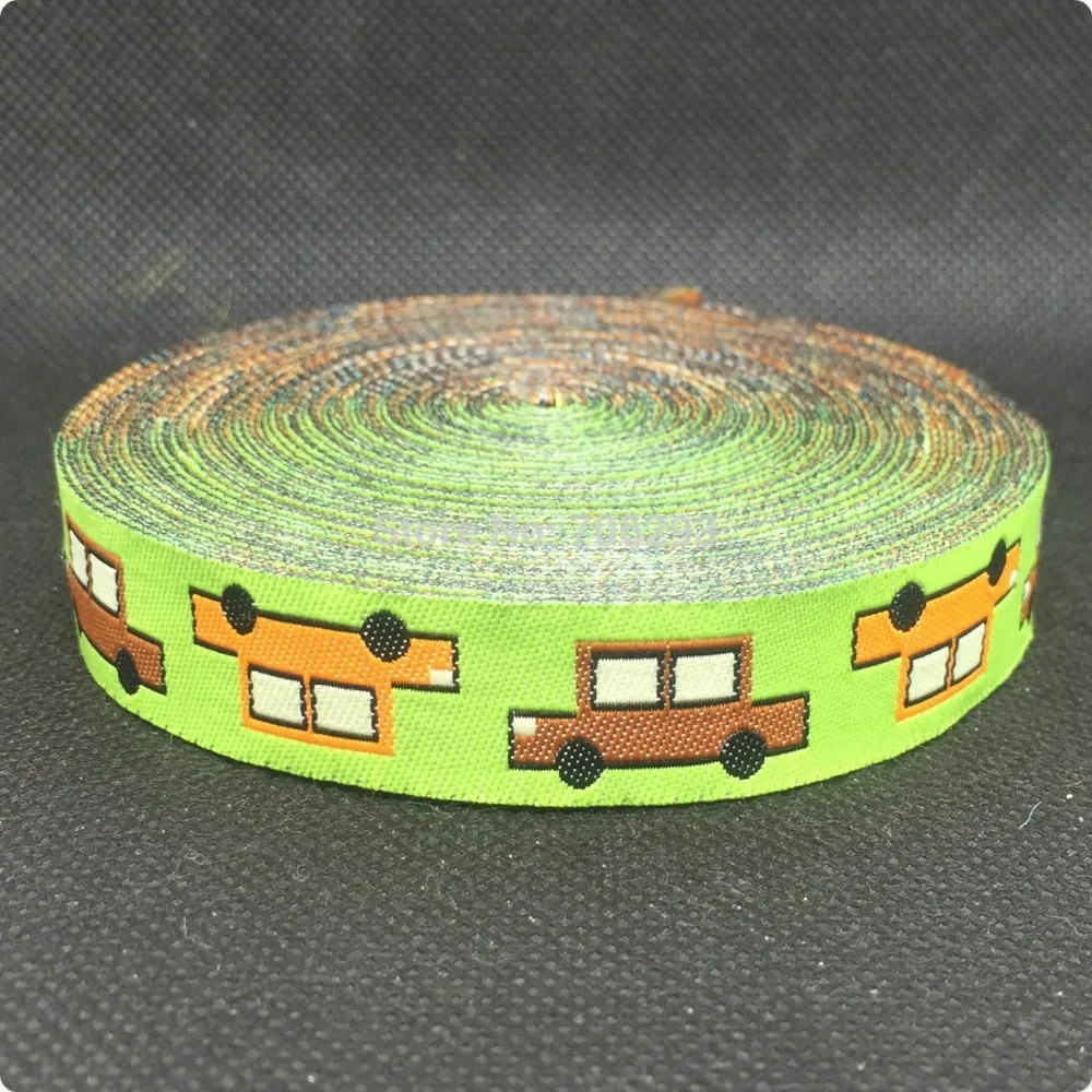 

2014 новая оптовая продажа 5/8 ''(16mmx10yards) тканая жаккардовая лента зеленая Автомобильная мультяшная лента kt2014042202