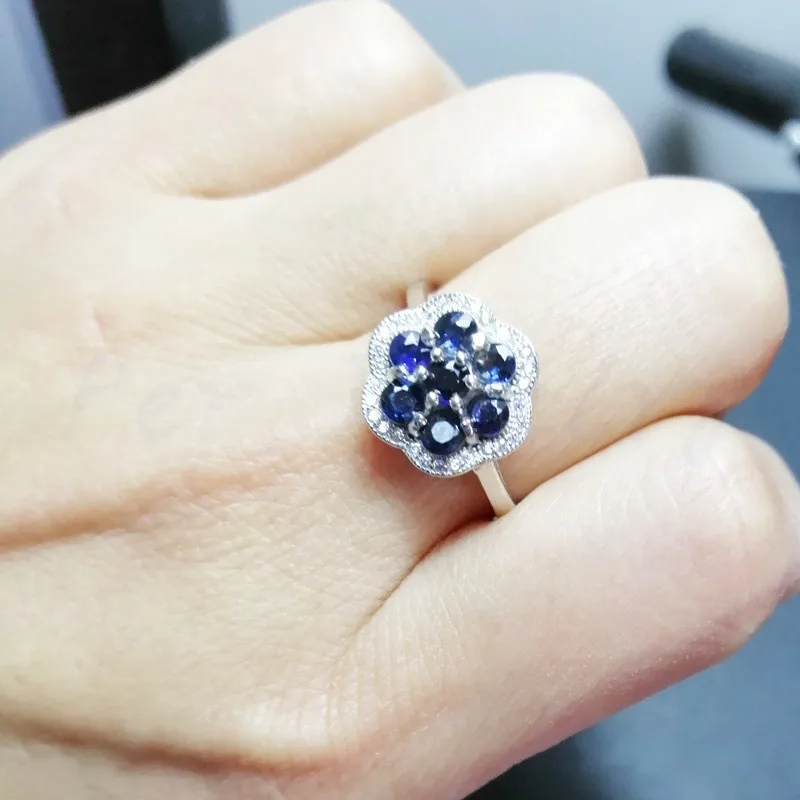 Кольцо с натуральным сапфировым цветком 0.2ct * 7 шт драгоценный камень Бесплатная