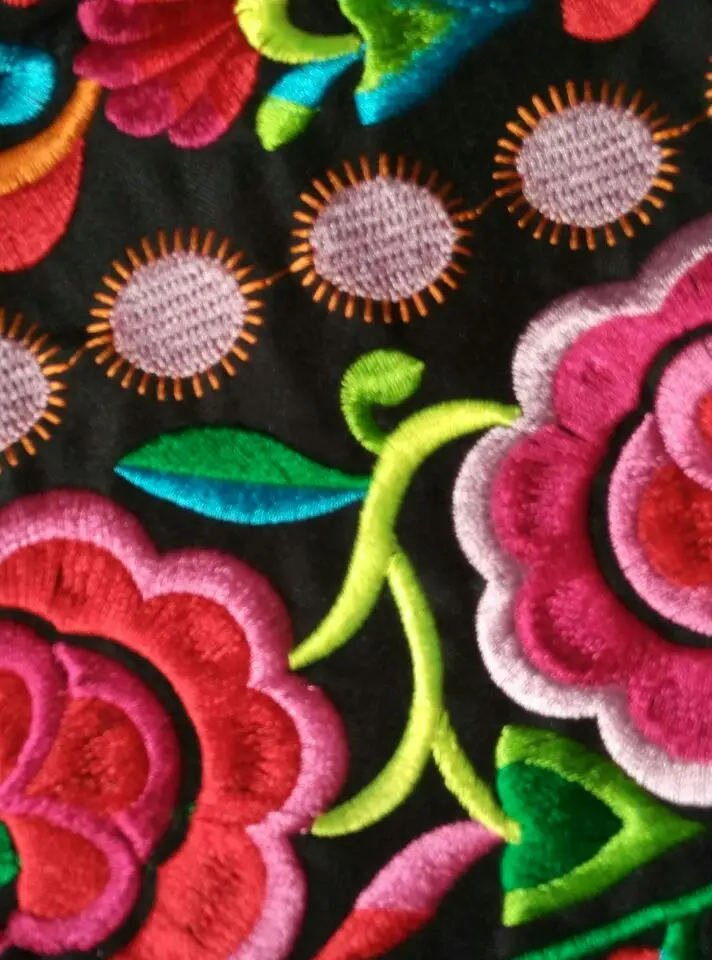 miao floral stitch fabric embroidery patch garment bag home textile applique trim ethnic nepal tribal india boho gypsy hmong DIY | Дом и сад