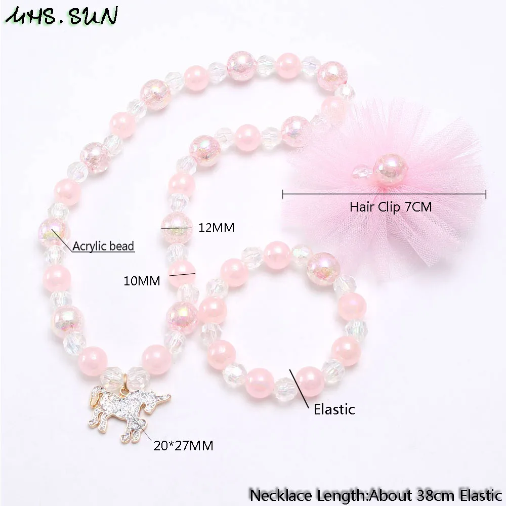 MHS. Солнце розовые стильные бусины для девочек ожерелье браслет заколки волос