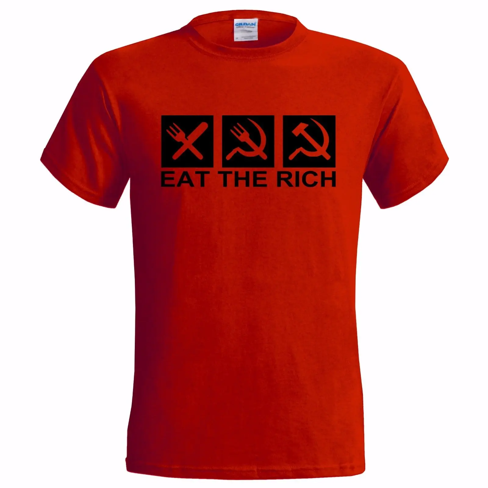 EAT THE RICH LOGO Мужская футболка коммунистический Антикапиталистический капитализм
