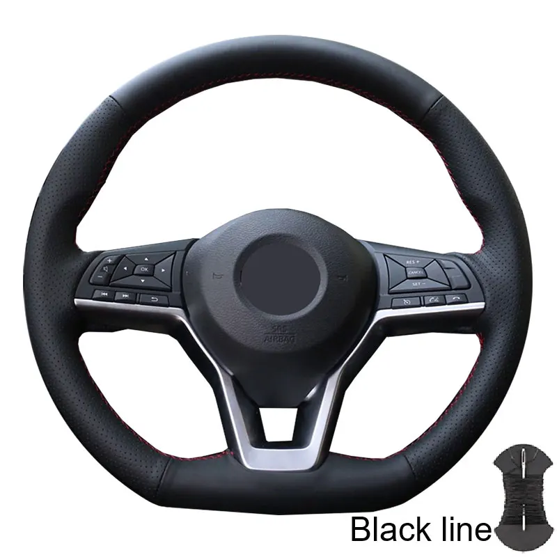Black thread Чехол на руль для Nissan X-Trail- Qashqai Rogue(Sport)- из мягкой волокнистой кожи чехол на руль - Название цвета: Black thread