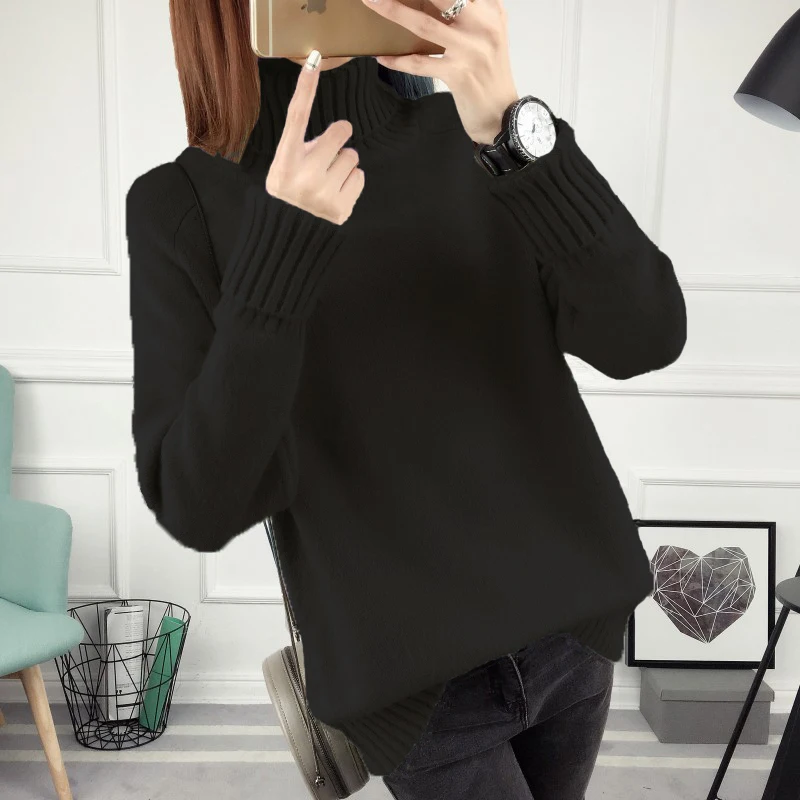Autumn new loose high collar pullover autumn and winter models 2020 fashion solid color long-sleeved bottoming sweater tide | Женская
