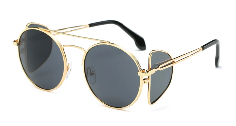 Gold w black LEIDISEN, стимпанк Солнцезащитные очки, для женщин и мужчин, Ретро стиль, круглые солнцезащитные очки, UV400, солнцезащитные очки для женщин, яркие очки Oculos - Цвет линз: Gold w black