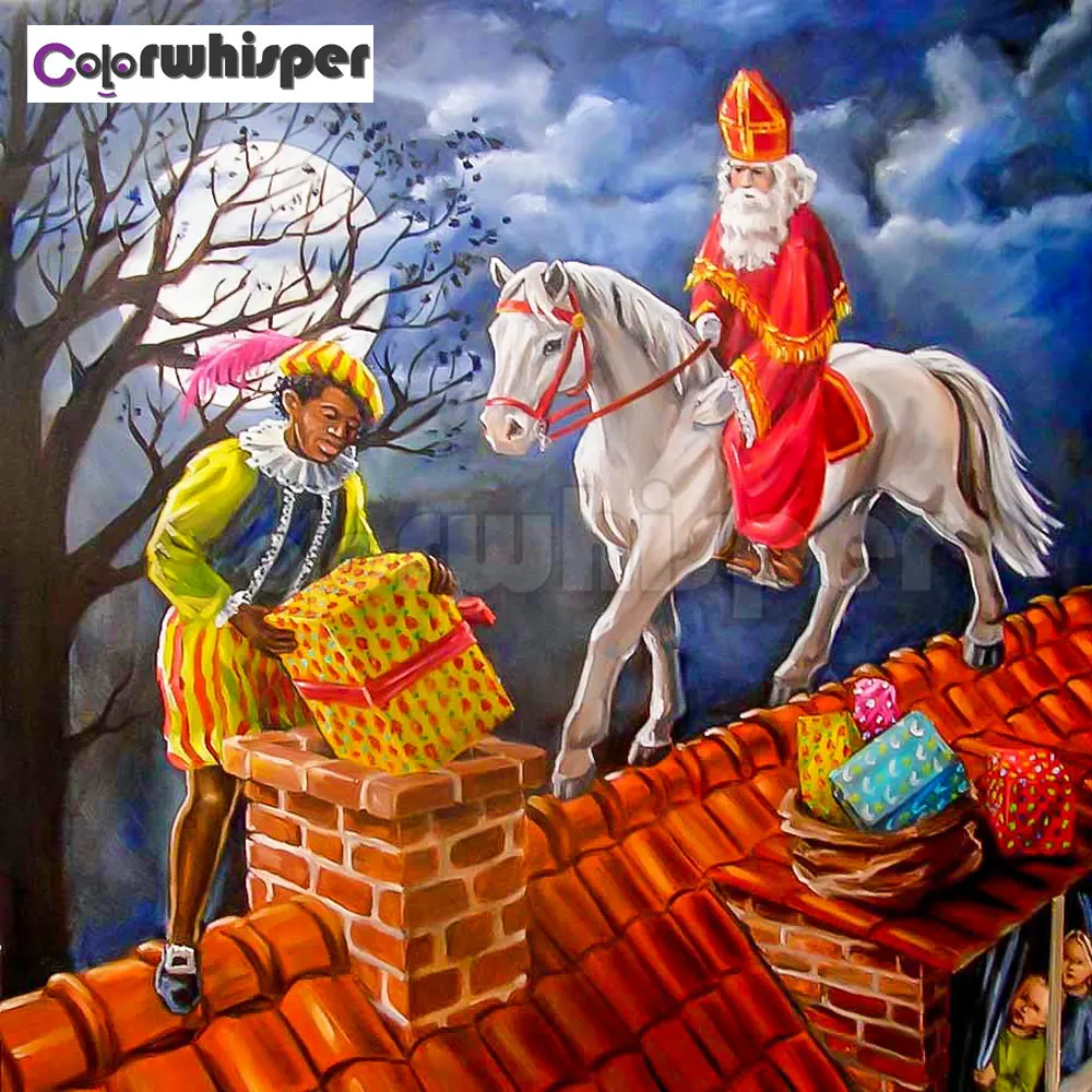 Алмазная картина полностью квадратная/круглая Новогодняя Санта Клаус