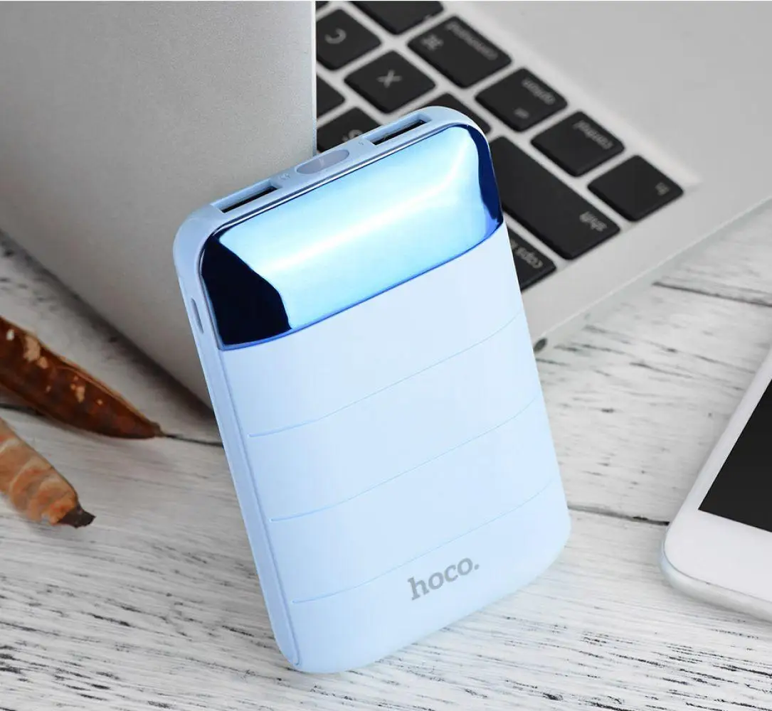 HOCO мини внешний аккумулятор 10000 мАч, двойной USB светодиодный дисплей, полимерный внешний аккумулятор, Портативное мобильное зарядное устройство, внешний аккумулятор для iphone Xiaomi
