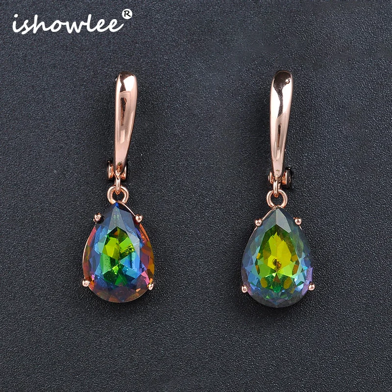 Серьги ishowie женские большие серьги с капельками воды циркониевые корейские из