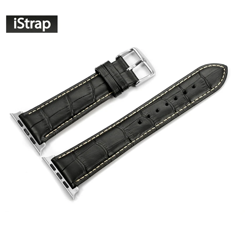 IStrap аллигатора зерна кожаный ремешок умные часы группы Замена для iWatch для Apple Watch ремень 38 мм 42 мм - Цвет ремешка: Black with tan