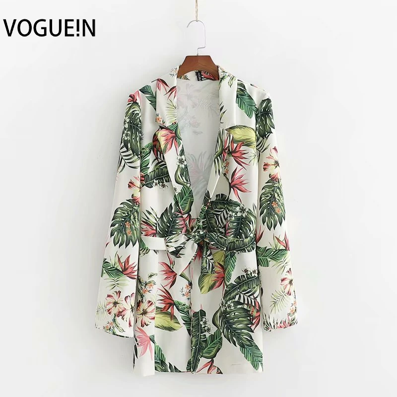 VOGUEIN новая женская мода тюли длинный рукав галстук ремень Костюм Пальто Блейзер