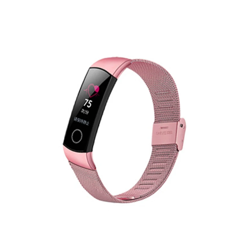 Металлический ремешок для huawei Honor Band 4 5 ремешок умные аксессуары браслет из нержавеющей стали браслет для Honor Band 4 браслет - Цвет: Rose Pink Buckle