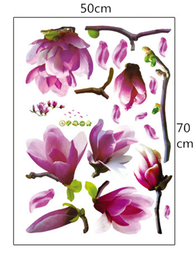 DIY красивые цветы магнолии цветок настенные наклейки домашний декор для гостиной спальни съемные
