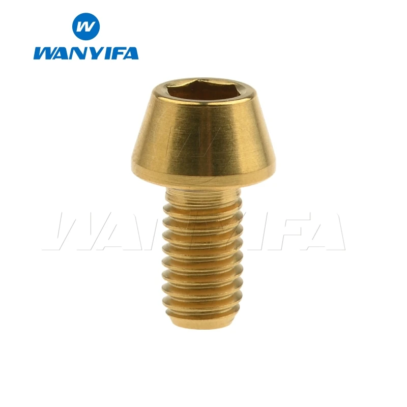 M6x10 Gold Wanyifa M6x10 15, 16, 18, 20, 25 30 35, 40 45 50 55 60 65 мм конусная головка Винт С Титановым болтом для Велосипедный дисковый тормоз - Цвет: M6x10 Gold