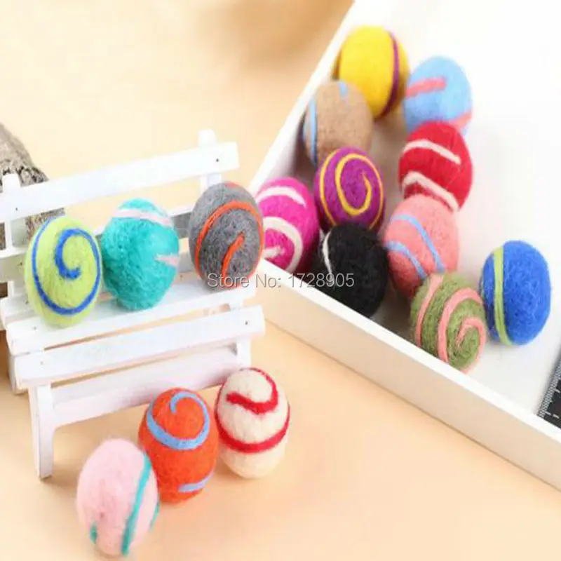 Wool Felt Ball Stripe 30mm Colorful Striped Felt Balls 10pcs Wool Pom Pom Gumball Craft Decoration DIY Christmas Accessories