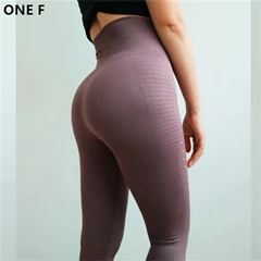 Purple ONE F, женские спортивные Леггинсы с дырочками, с высокой талией, с контролем животика, леггинсы для фитнеса, тренажерного зала, тянущиеся компрессионные штаны для занятий йогой - Цвет: Purple