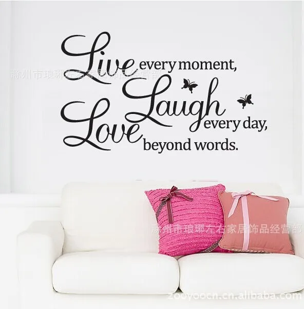 Любовь Смех живые цитаты бабочка Настенная Наклейка 1002 теплый домашний стикер