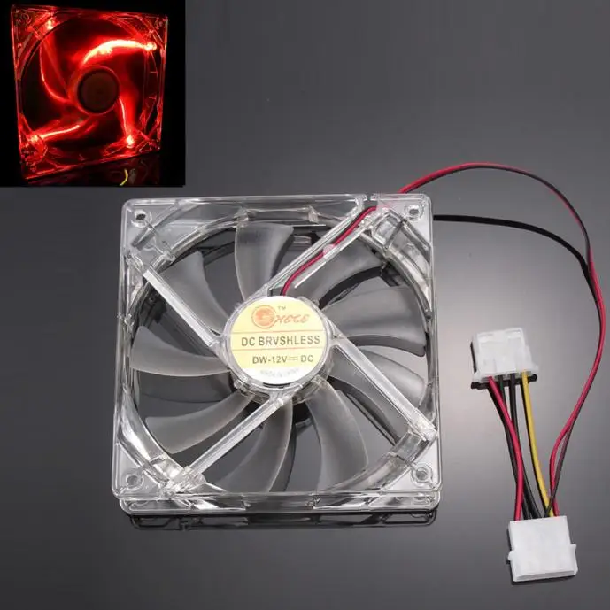 

Blue Colorful Red Green Quad 4-LED Light Neon Clear 120mm PC Computer Case Cooling Fan Moddrop Shipping