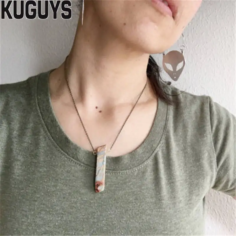 Серьги-капли с лицом пришельца KUGUYS для женщин, аксессуары из металла ET, модные ювелирные изделия, золотистого и серебряного цвета.