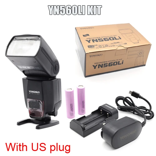 YN560LI KIT US AC Yongnuo YN560Li 2,4G радио мигание расстояние до 100 метров Универсальный Топ Горячий башмак вспышка для Canon Nikon Olympus литиевая вспышка - Цвет: YN560LI KIT US AC
