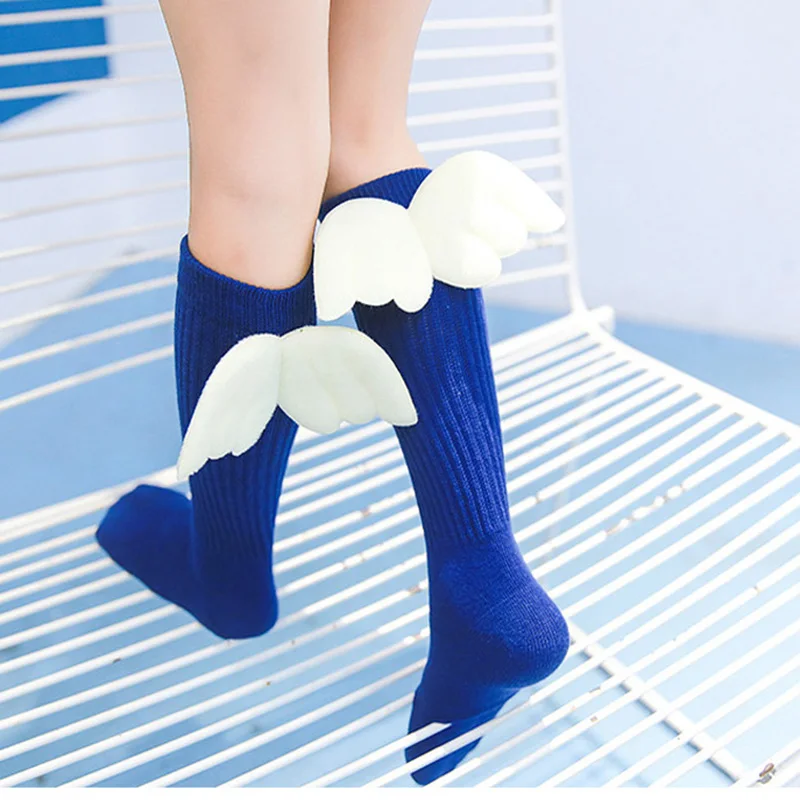 Милые детские носки с крыльями ангела весенне-осенние хлопковые длинные для