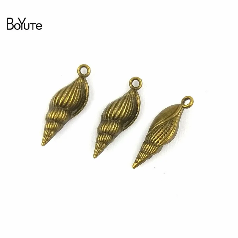 BoYuTe (100 шт./лот) 8*22 мм Античная бронзовая оцинкованная морская улитка кулон