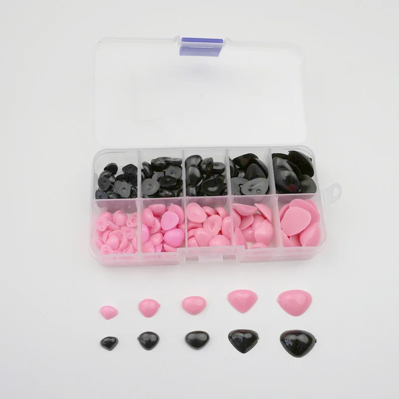 Pink black Noses 140 шт/коробки пластиковые плоские безопасные носики DIY ремесленные принадлежности плюшевые игрушки мягкие куклы аксессуары амигуруми Глазные яблоки декор с изображением глаз - Цвет: Pink black Noses